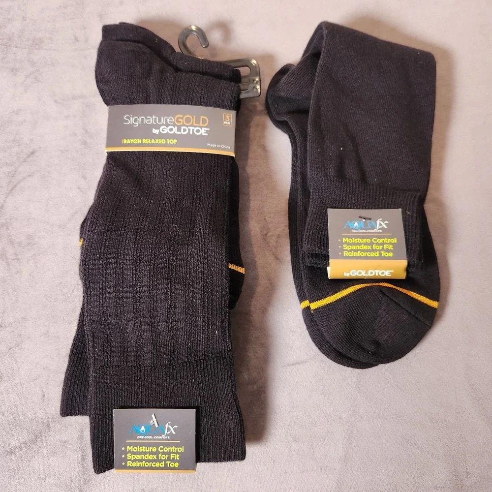 Signature Gold by GOLDTOE Men's Nylon Rib Crew Socks 4 Pair‎ - Black 6-12.5